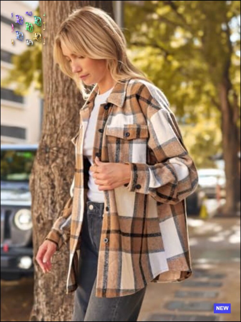 Shacket Plaid Flannel Button Down Shirt Trendy Cowgirl Style Oversized Fit - Picture 3 of 7